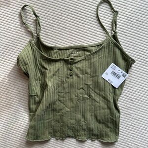 American Eagle Outfitters Sage Green Ribbed Camisole